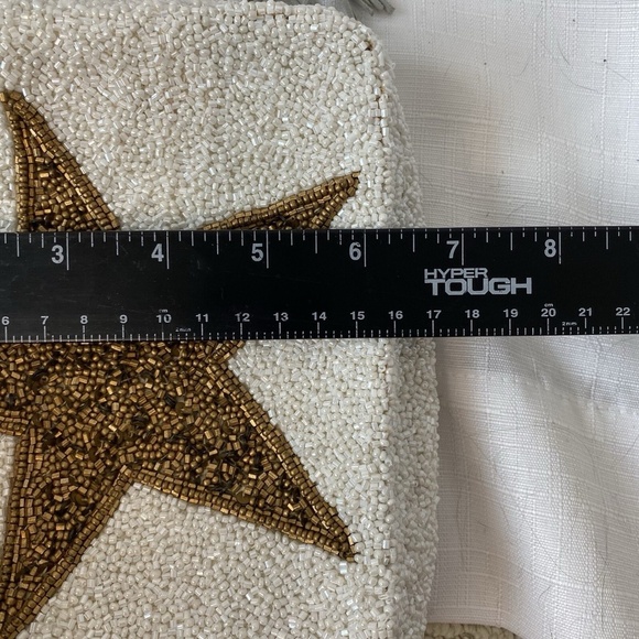 Tiana Beaded White with Gold Star Beaded Bag with Cross Body Strap - Picture 12 of 13